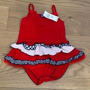 NWT Keds Red Baby Dress with Checkered Ruffles, 3T